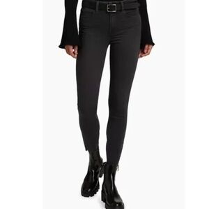 Rare PAIGE Hoxton Ankle High Rise Jeans in Gray Smokey Distressed Demolished 26